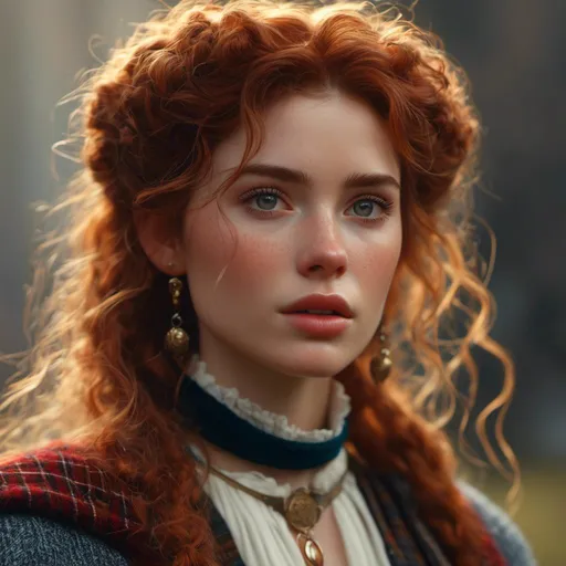 Prompt: <mymodel> Hyperrealistic Fictional Character, Upscale 4K, Incredibly Finite Details, Highly Detailed Character. Scottish Highlander Woman