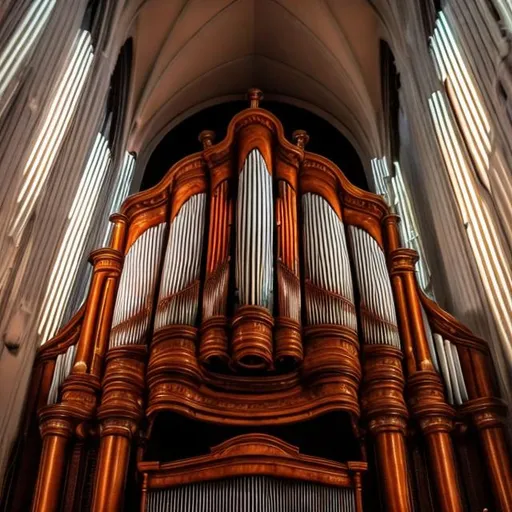 Prompt: pipe organ i heaven, sky, angel, big pipe organ