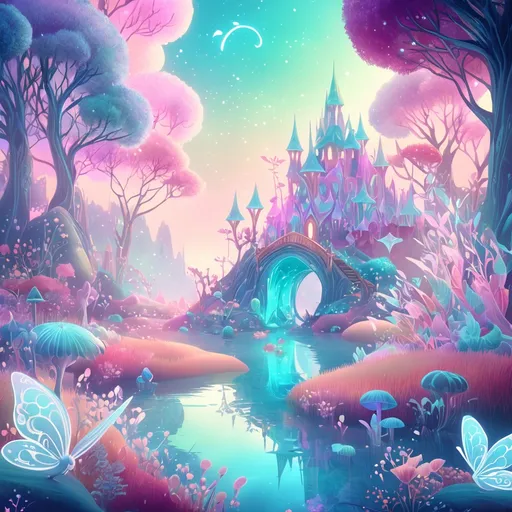 Prompt: (fantasy style), (pastel color scheme), ethereal landscapes, whimsical creatures, soft and dreamy lighting, serene atmosphere, imaginative environments, vibrant yet gentle hues, detailed textures, enchanting elements, 4K, ultra-detailed, captivating visuals, dreamlike quality, magical ambiance.