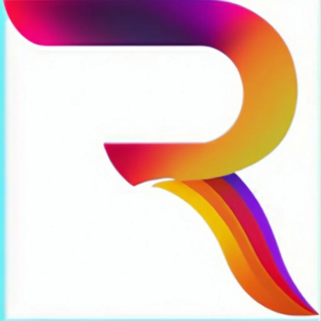 Prompt: make a multi colour very sharp, high resolution, detailed lines, 3d logo using the bright shades of colour green, yellow, purple, orange, blue, from the give image USING THE letter R