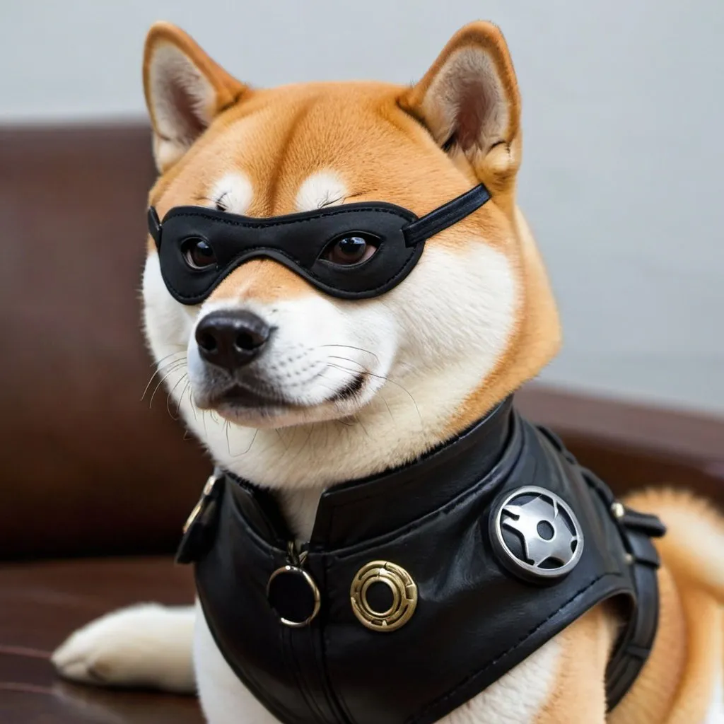 Prompt: dog shiba inu, Nick Fury eye patch