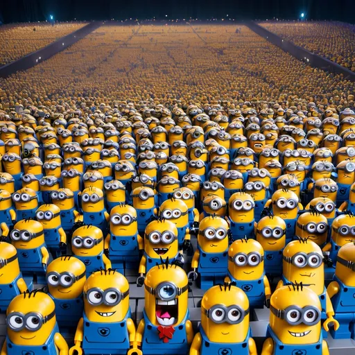 Prompt: 1,000,000 minions crowd cheering cinema ending the lego movie 2 the second part 2019