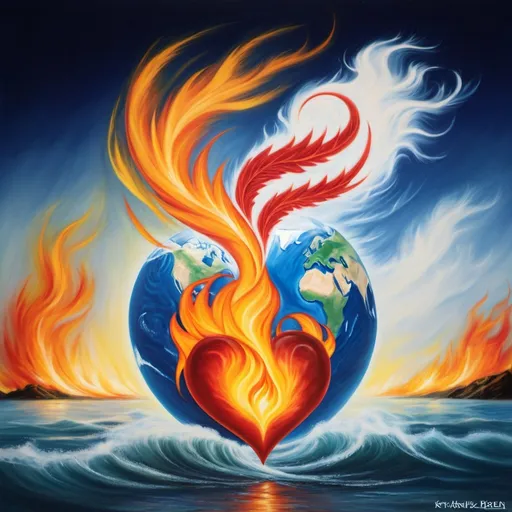 Prompt: Wind. Water. Earth. Fire, Heart.