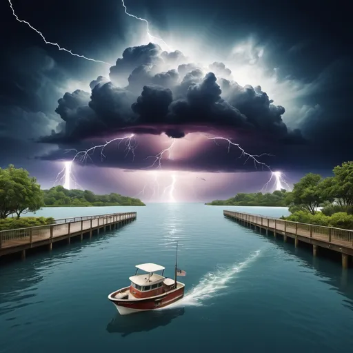 Prompt: afloat, beach, boat, bridge, cloud, dock, earth \(planet\), fishing, horizon, island, lake, lightning, ocean, partially submerged, pier, planet, pond, pool, poolside, river, ship, shore, space, splashing, swimming, water, watercraft, waterfall, waves