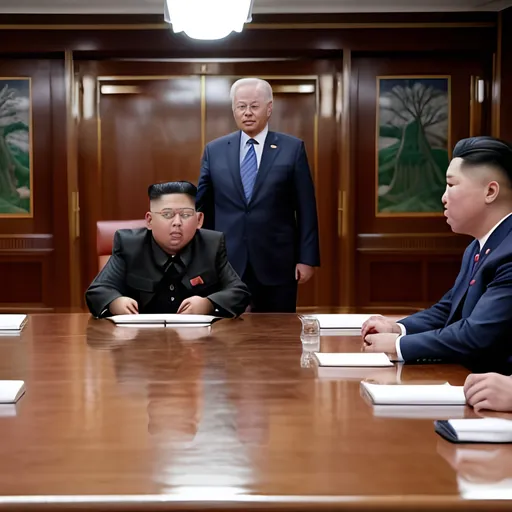 Prompt: Joe Biden in North Korea meeting Kim Jong Un