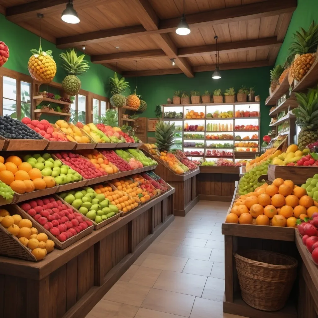 Prompt: Fruit shop decoration
