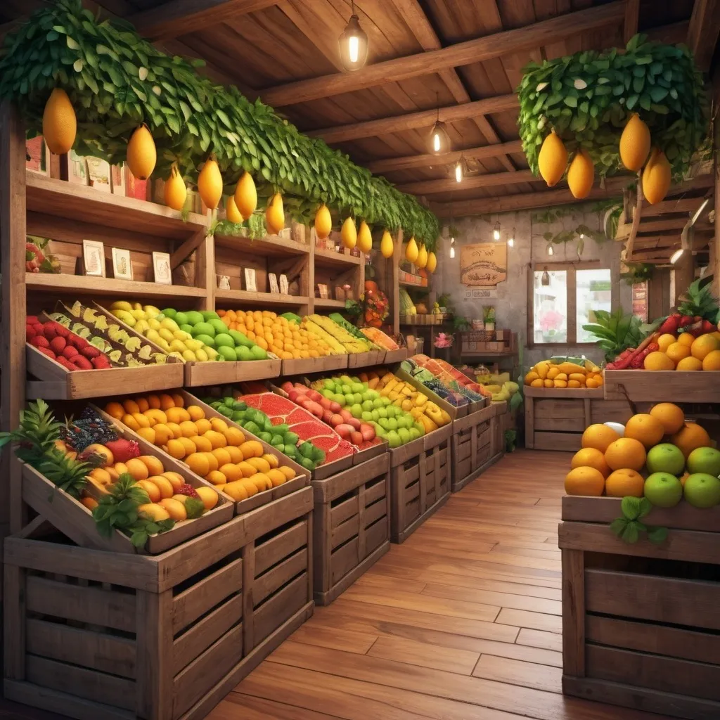 Prompt: Fruit shop decoration
