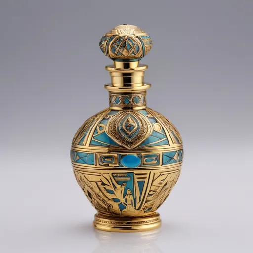 Prompt: Perfume bottle with Pharaonic design 