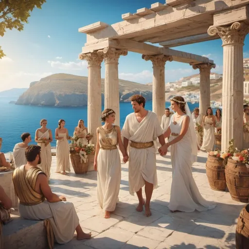 Prompt: 1st century. Antiquity, historic
anciant greece background with the sea
fête de mariage de grecs durant l'antiquité

















