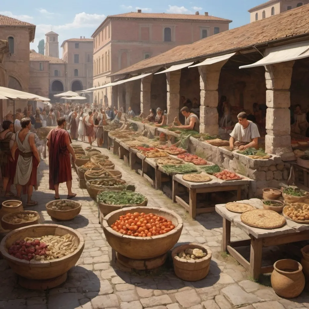 Prompt: roman food market in antiquity