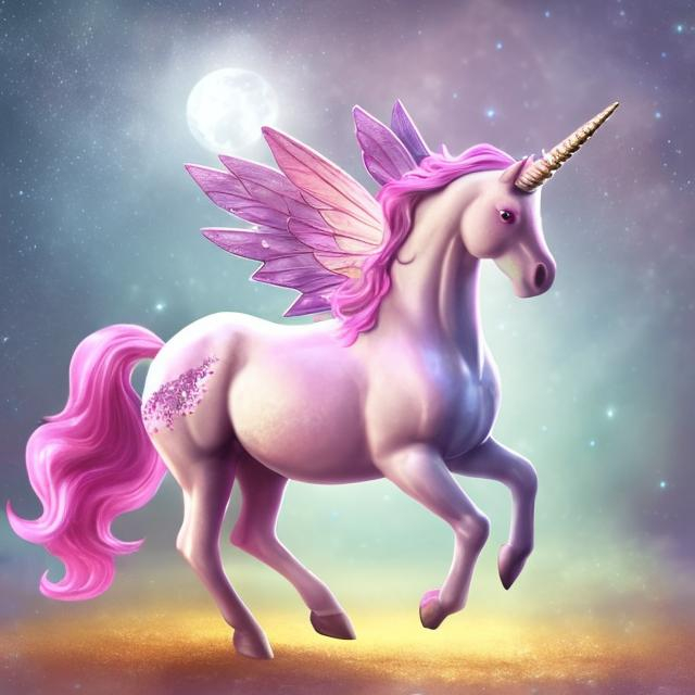 Prompt: a fantasy,  pink unicorn,  with sparkles and a  fantasy pink fairy with sparkles and brown skin