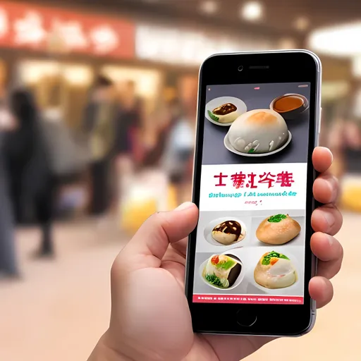 Prompt: a mobile phone showing a landing page showing a bao bun, showing someone clicking on the image of the bun
