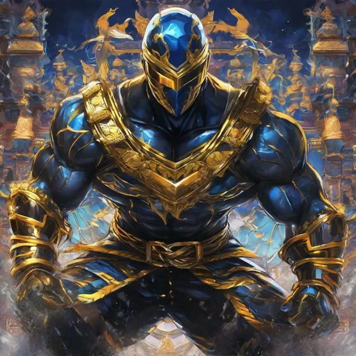 Prompt: manga cover art, anime, splash art, masked ninja, armor, body harnesses, serious aesthetic, master, muscular, lucky man, chosen one, stoic, powerful, deadly, lethal, masculine, eyes closed, epic, artstation, hyperdetailed, intricate detail, complementary colors, 8k resolution, deviantart masterpiece, oil painting, heavy strokes, electricity

