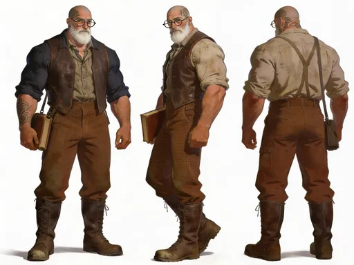 Prompt: Referencing the images, change the beard color to white. Do not change anything from the pictures. White background.