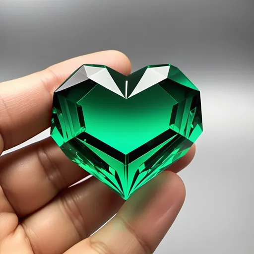 Prompt: emerald green love shaped crystal emoji without any face structure
