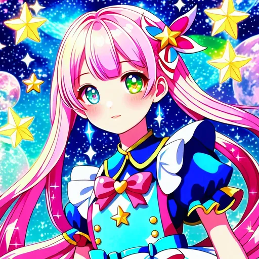 Prompt: Cute magical girl with anime eyes, shiny hair, kawaii, mahou shoujo, anime adoptable, detailed, highres, vibrant colors, anime style, magical girl outfit, sparkles, glowing elements, artistic anime rendering, enchanting, pastel tones, dreamy lighting