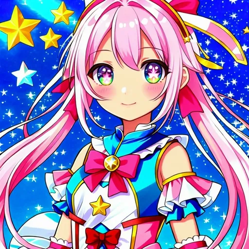 Prompt: cute girl, magical girl, anime, ai adoptable, adoptable, anime oc, anime eyes, shiny hair, kawaii, mahou shoujo