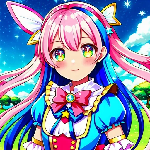 Prompt: cute girl, magical girl, anime, ai adoptable, adoptable, anime oc, anime eyes, shiny hair, kawaii, mahou shoujo