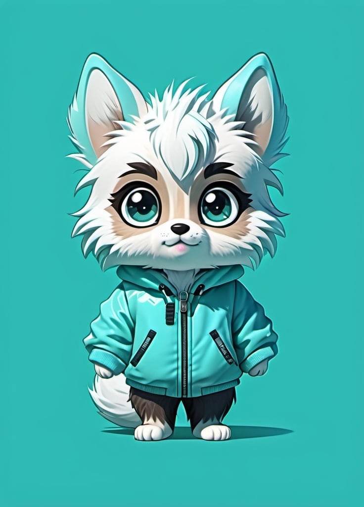 Prompt: Cute chibi furry with scene hair against a simple aqua background, halfbody, fur with detailed reflections, kawaii, furry, aqua theme, high quality, chibi, scene hair, cute, simple background, detailed fur, solo, professional, atmospheric lighting