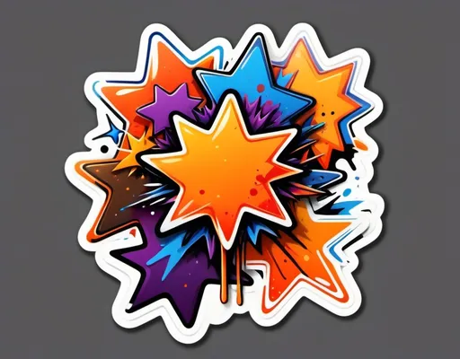 Prompt: Stars are colored red, orange, blue, violet, yellow, brown, white and even black. Graffiti illustration. Splatter. Space vibes.