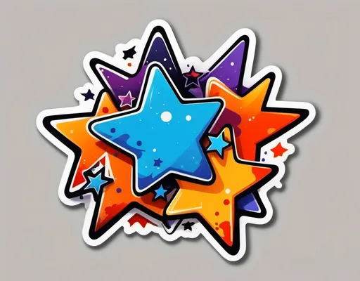 Prompt: Stars are colored red, orange, blue, violet, yellow, brown, white and even black. Graffiti illustration. Splatter. Space vibes.