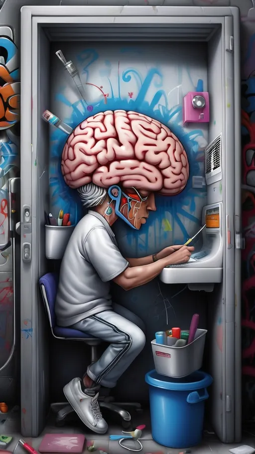 Prompt: Brain multitasking. very detailed, graffiti 