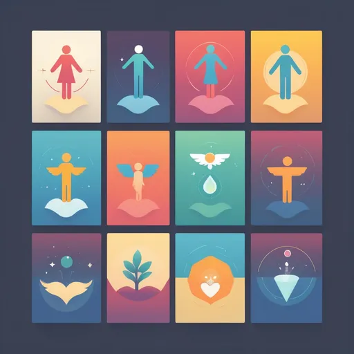 Prompt: flat design, simple shapes, vector, colorful, 2D, Image depicts healing over a lifetime time