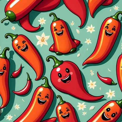 Prompt: Buddhist background, Happy cartoon chilli pepper meditating, serene, calming, peaceful