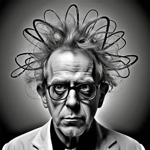 Prompt: Depicts a fine line between genius and insanity.