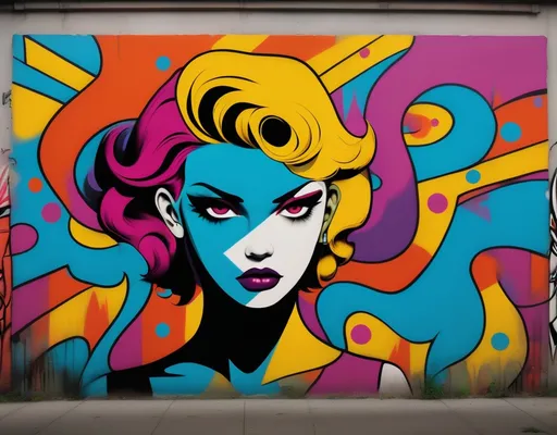 Prompt: Pop art graffiti style that depicts the opposite of bravery is conformity.
