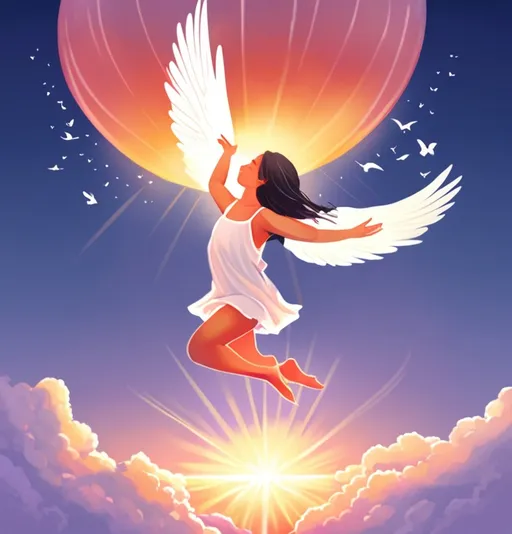 Prompt: Acceptance, love yourself, and keep moving forward. If you want to fly, you have to give up what weighs you down, Light in the Heart