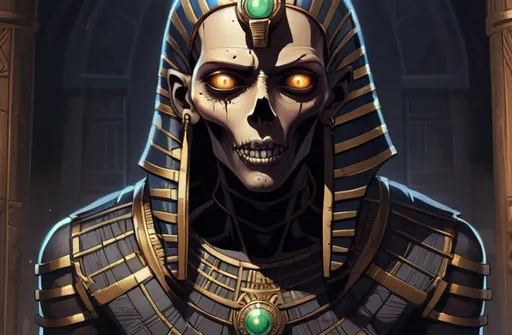 Prompt: 2d dark j horror anime style, Egyptian, mummy macro, gothic 