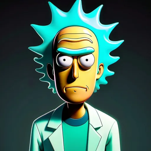 Prompt: The image depicts a fine line between one who is a genius and insahe. Rick and Morty animation style 