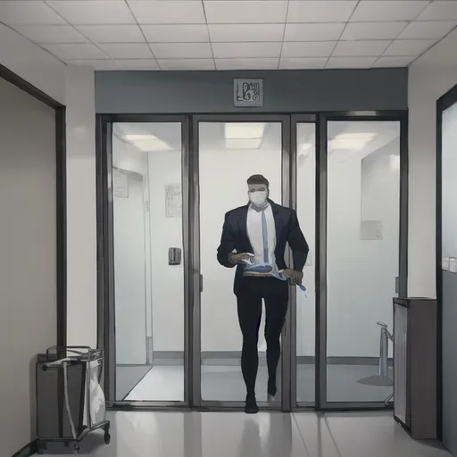 Prompt: Man walking into a Sperm bank lobby with a receptionist yelling at the man.