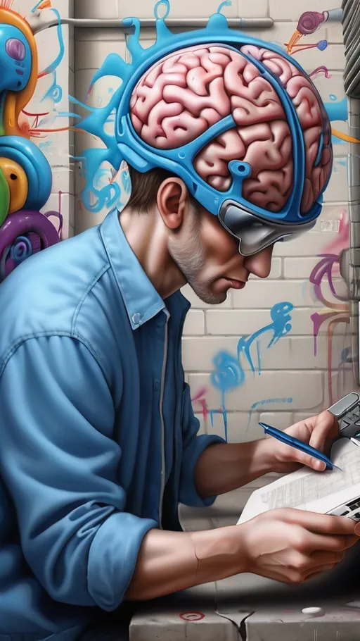 Prompt: Brain multitasking. very detailed, graffiti 