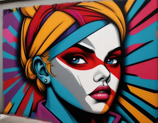 Prompt: Pop art graffiti style that depicts the opposite of bravery is conformity.
