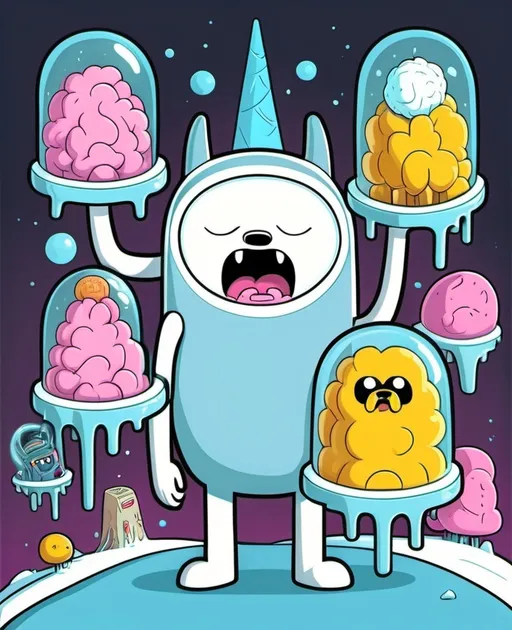Prompt: brain freeze. Cartoon. Adventure Time style