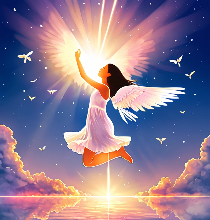 Prompt: Acceptance, love yourself, and keep moving forward. If you want to fly, you have to give up what weighs you down, Light in the Heart
