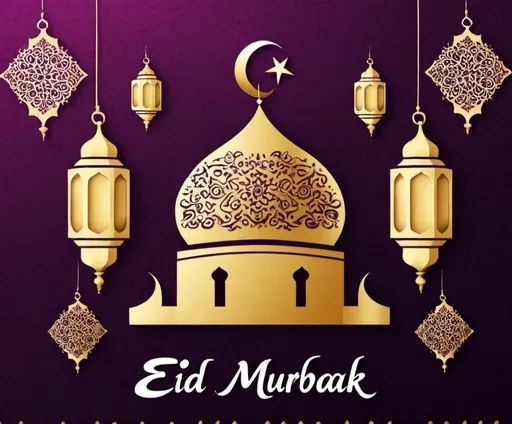 Prompt: Create "Eid Mubarak " greeting card. From Baiju and Family 