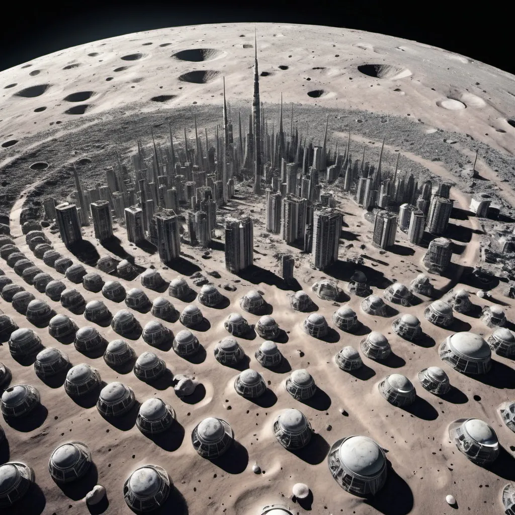 Prompt: A city of a quadrillion people on the moon