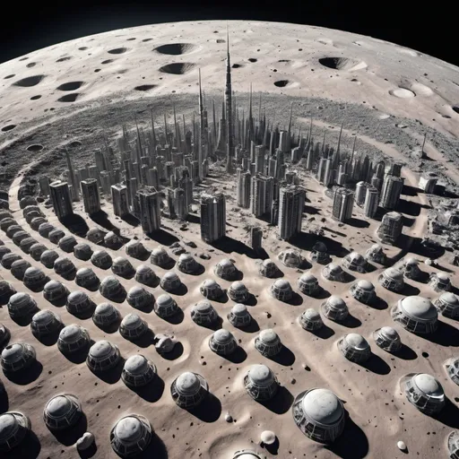 Prompt: A city of a quadrillion people on the moon