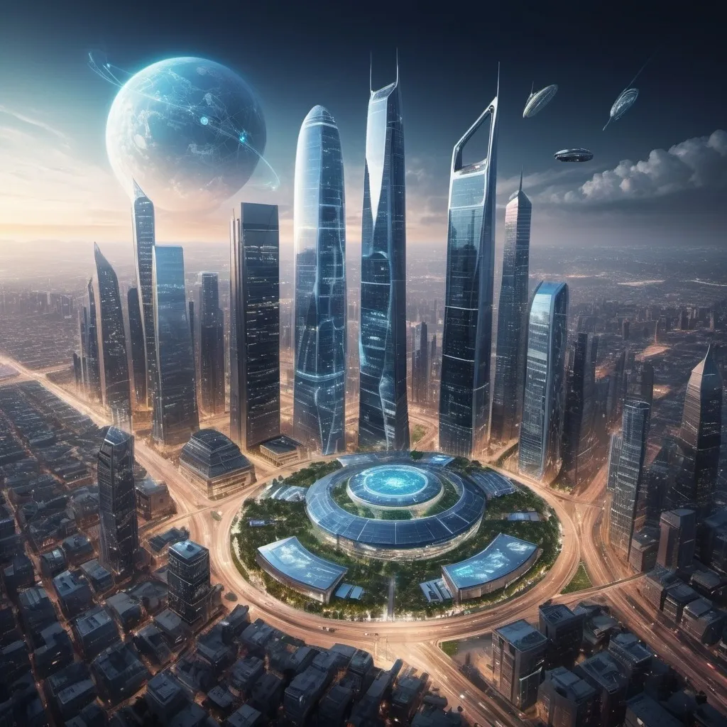 Prompt: The most advanced city imaginable that holds trillions where technology is beyond comprehension