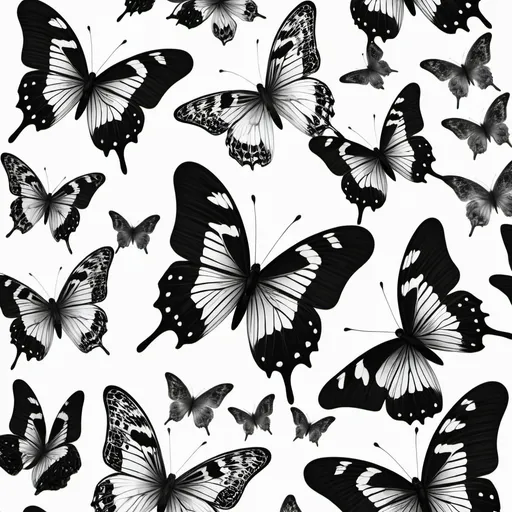 Prompt: black and white butterfly graphic