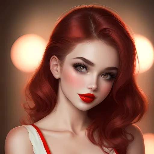 Prompt: Hot beautiful and cute red lip girl