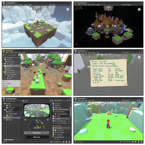 Prompt: Add screensshots for a Unity 3d Game that needs to have the following components
1. Multiple levels

2. A 3d model in it.

3. Score Keeping

4. A UI screen

5. End Game