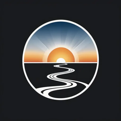 Prompt: In this black and white design, the logo features a simplistic winding path leading towards a sunrise or horizon, symbolizing resilience and the journey towards growth and success. The font is bold yet modern, adding to the professional appearance of the logo. The use of blue color shades creates a positive and uplifting vibe, encouraging trust and confidence in the brand.
