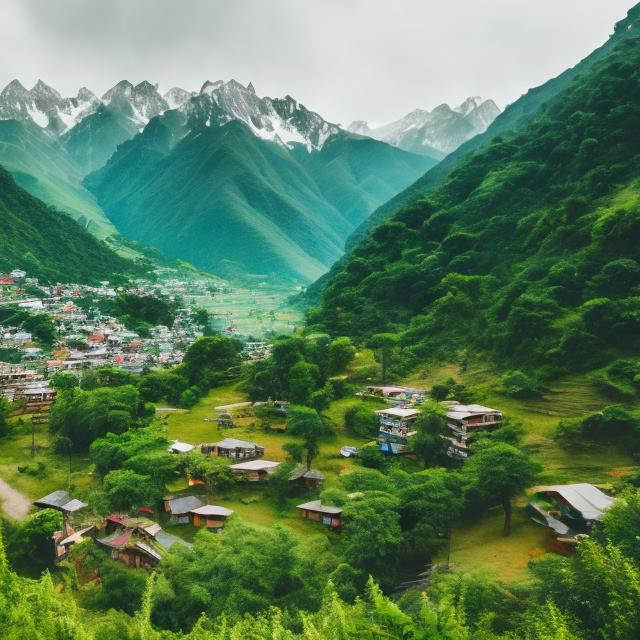 Prompt: Landscape view of greenery and mountains 