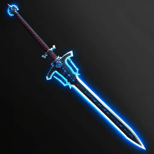 Prompt: A futuristic cyberpunk longsword with blue energy