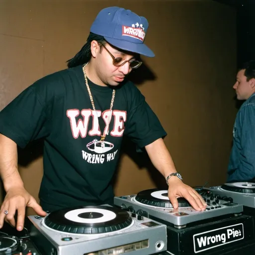 Prompt: dj eskimo pie at the 1995 wrong way u.s.a. dj mixing finals