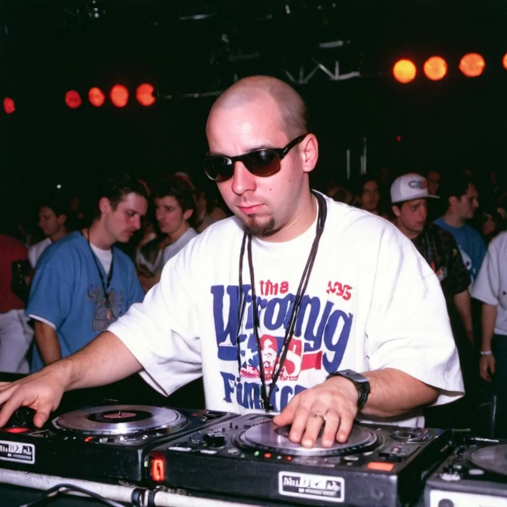 Prompt: dj 3-d at the 1995 wrong way u.s.a. dj mixing finals